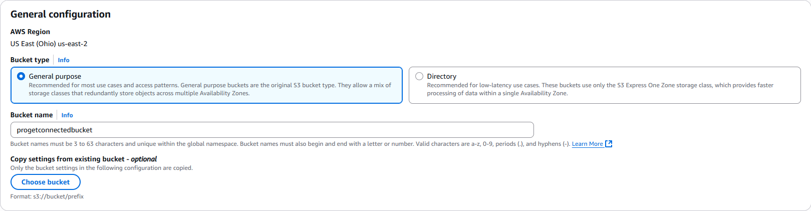 Configure Amazon S3 Bucket