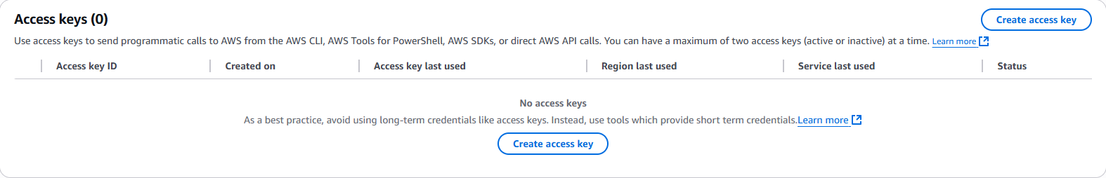 Create Amazon S3 Access Key