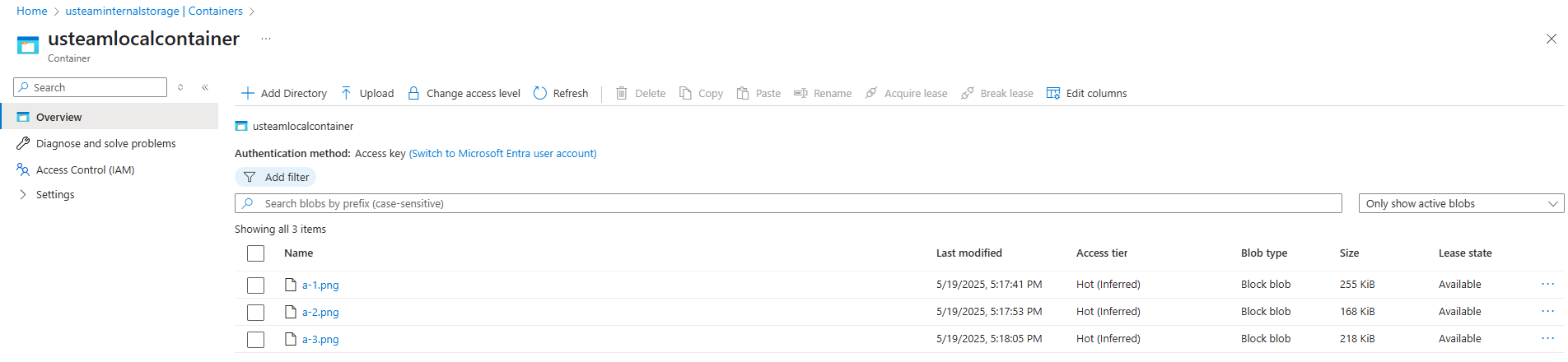 Populated Azure Container