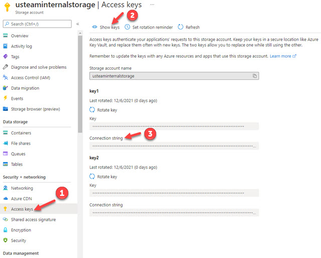 View Storage Connection String