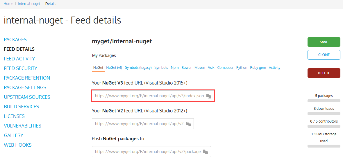 MyGet Feed URL