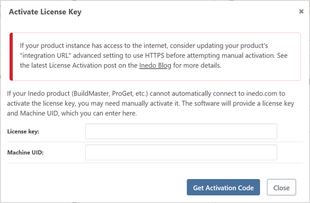 Enter License Key / Machine UID