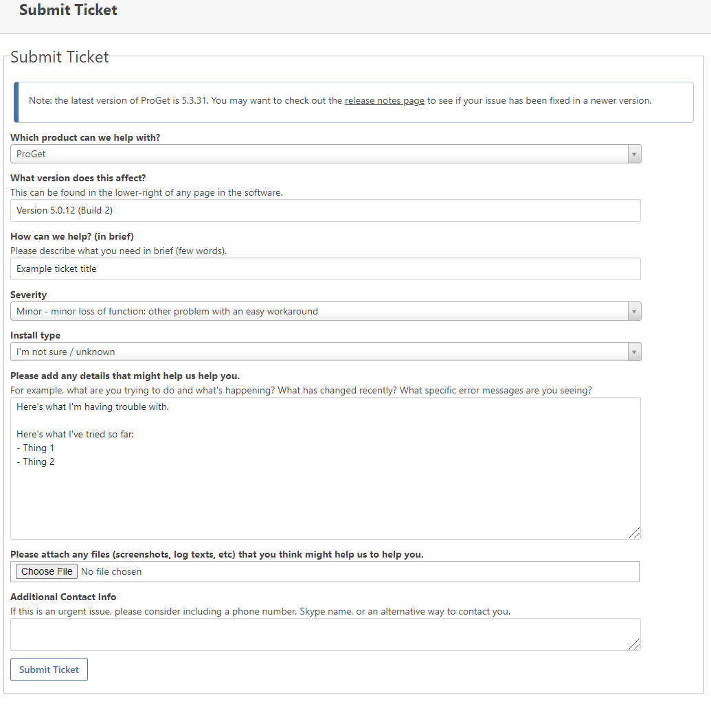Submit Ticket Form