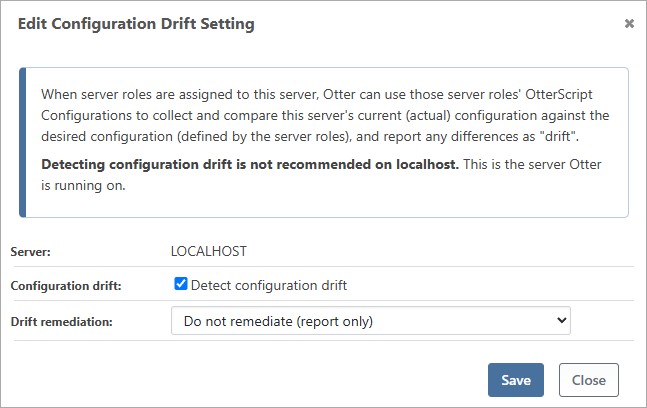 Configuration Drift Settings