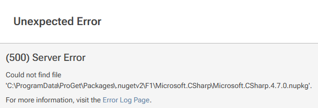 ProGet could not find a file.
