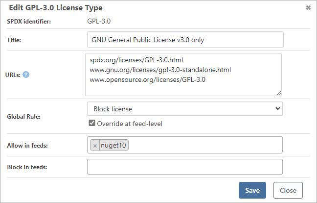 Edit License Type