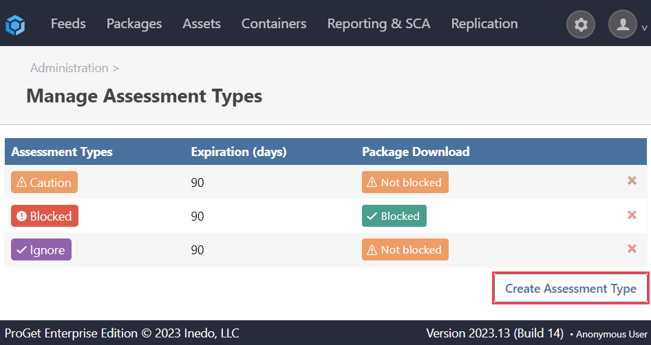 Manage Assessment Types