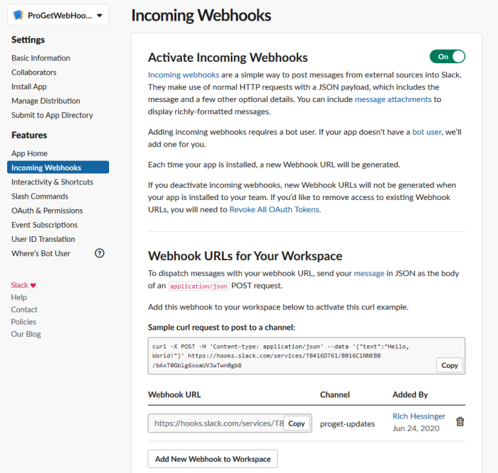 Slack Webhooks