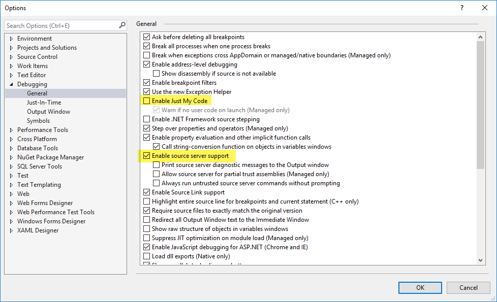 Debug Settings
