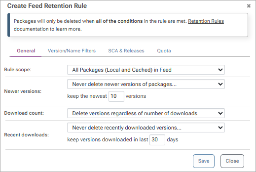 Configure Retention Rules