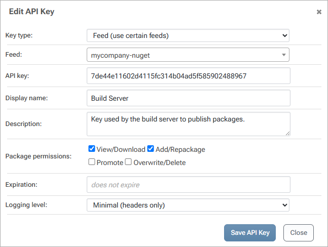 API Key Edit