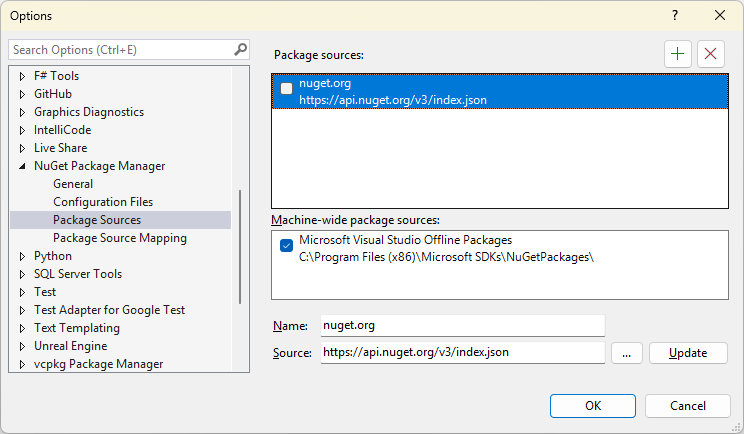 Disable NuGet Source
